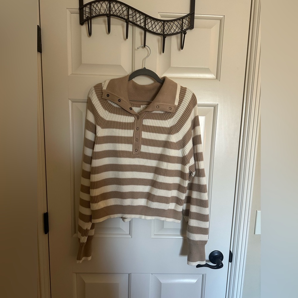 Thread & Supply Striped Snap-Button Funnel Neck S… - image 1